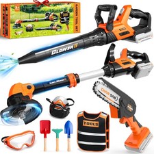 10-in-1 Kids Tool Set - Outdoor Gardening Toys with Leaf Blower Chainsaw, Ages
