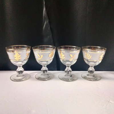 vintage Libbey ''Golden Foliage'' stemmed glasses Set Of 4
