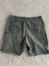VTG Carhartt Men's Leather Tag Shorts Carpenter Orig. Fit Size 38 Green B25 MOS