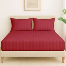 Polycotton Double, Queen Fitted Elastic 180 TC Solid 1 Bedsheet with 2 pillow