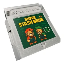 Stash Box with Rolling Tray & Lighter Holder – Super Stash Bros Retro Cartridge 