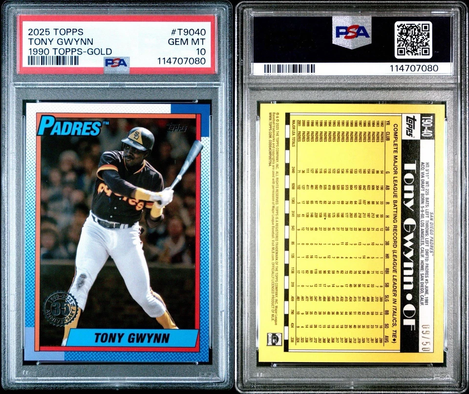 2025 Topps '90 Topps Gold #T9040 Tony Gwynn PSA 10 gemas como nuevo POP 1 Padres/50 Foto 3 de 3