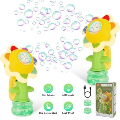 2Pcs Kids Bubble Machines Dancing Sunflower Bubble Maker w/Lights Kid Garden Toy