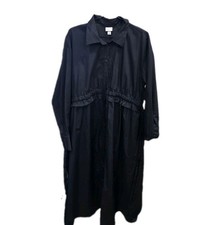 A New Day Large Black Shirt Dress Long Sleeve Midi Pockets Button Front. WL365
