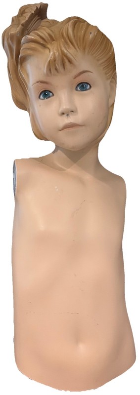 VTG 1940s-50s CHILD MANNEQUIN HEAD BUST STORE COUNTER DISPLAY  PRETTY GIRL