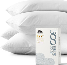 100 Egyptian Cotton Queen Size Pillow Cases Set of 4 - Luxury 500 Thread Count