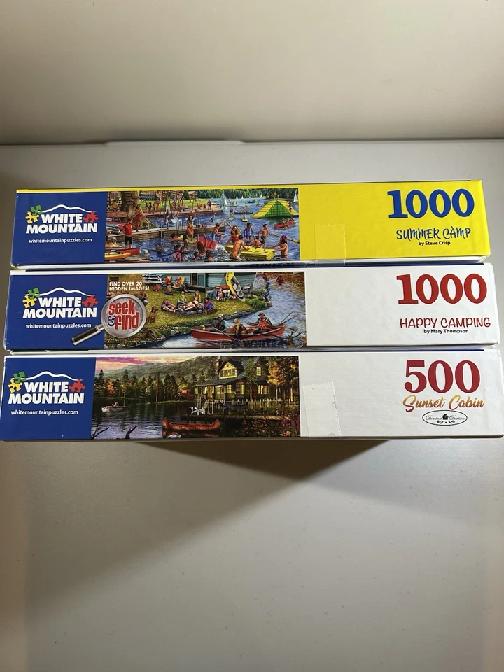 Lot of 3 White Mountain Jigsaw Puzzles  - Camping Theme -  Pre-Owned - Image 4 of 4