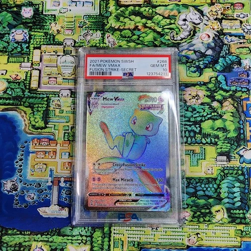 Pokémon Mew VMAX 268/264 Fusion Strike Secret Rare Holo PSA 10 2021