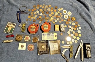 Junk Drawer Lot Knives Coins Zippos MORE!