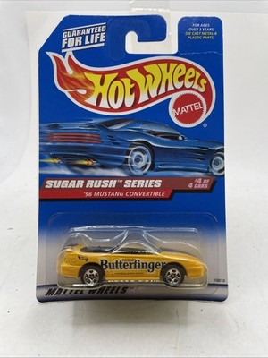 1995 Hot Wheels '96 MUSTANG CONVERTIBLE SUGAR RUSH BUTTERFINGER Collector #744
