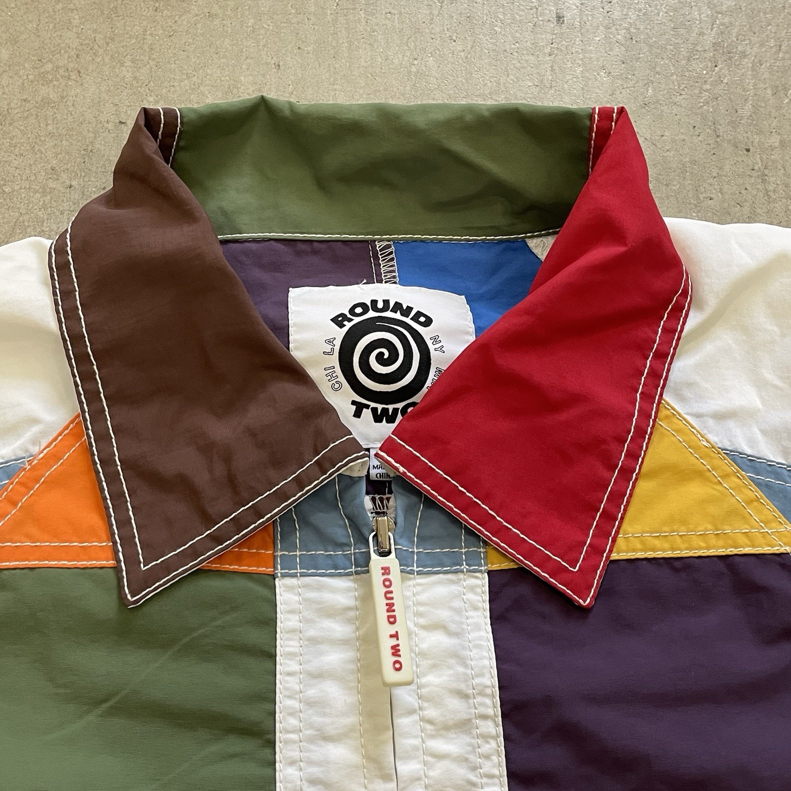 Round Two Nautical Jacket Colorful Patchwork Zip … - image 3