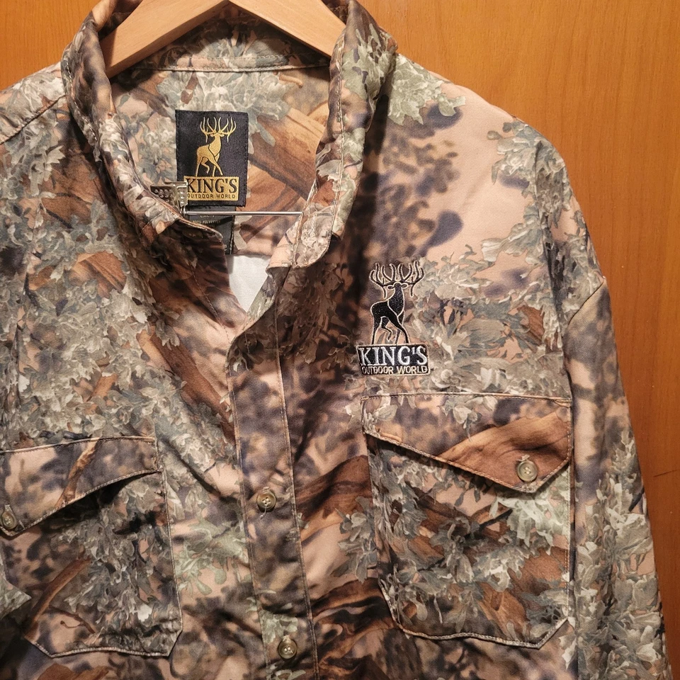 Camisa Kings Outdoor World Hombres 2XLT Desierto Sombra Camuflaje Vellón Botones Caza Foto 4 de 4