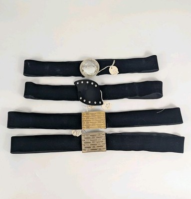 VTG Lot 80s-90s Velvet Stretch Belts Unique Maximalist Statement Casual 