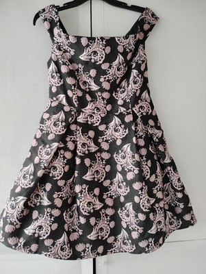 sleeveless floral jacquard fit and flare dress Violet Weekend Juniors' Floral Jacquard Fit and Flare Dress