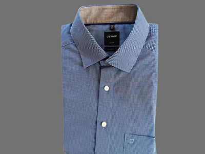 OLYMP Luxor Modern Fit klassisches Herrenhemd Kurzarm kariert blau/weiß 42
