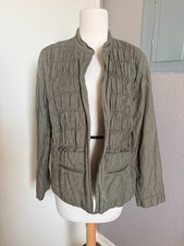 Chicos Womens Metallic Shiny Green Crinkled Textured 2 Boho Blazer Career