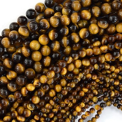 AA Natural Tiger Eye Round Beads Gemstone 15'' Strand 4mm 6mm 8mm 10mm