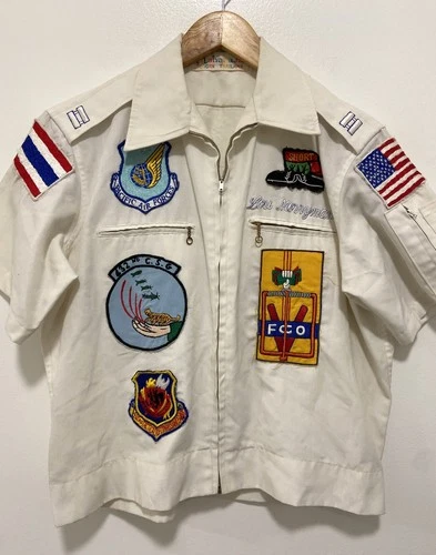VTG 60'S VIETNAM ERA USAF PATCHED MODIFIED FLIGHT SUIT MILITARY ARMY SHIRT RARE
