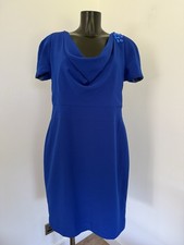 Linea Raffaelli UK Size 16 EU 44 Royal Blue Jewel Neck Ladies Shift Dress Womens