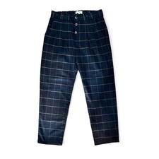 ZARA Kids Girls 13/14 Navy and Brown Plaid Pants