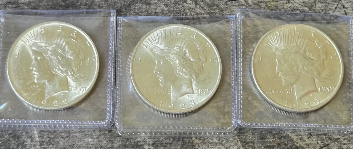 コ*ア様 1922年・1924年 平和銀貨 3枚セット 未经认证银1922 年和平元(1921-1935) | eBay