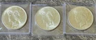 Lot of 3 1922 to 1924-P Peace Silver Dollars, U.S. $1 Set BU Quality