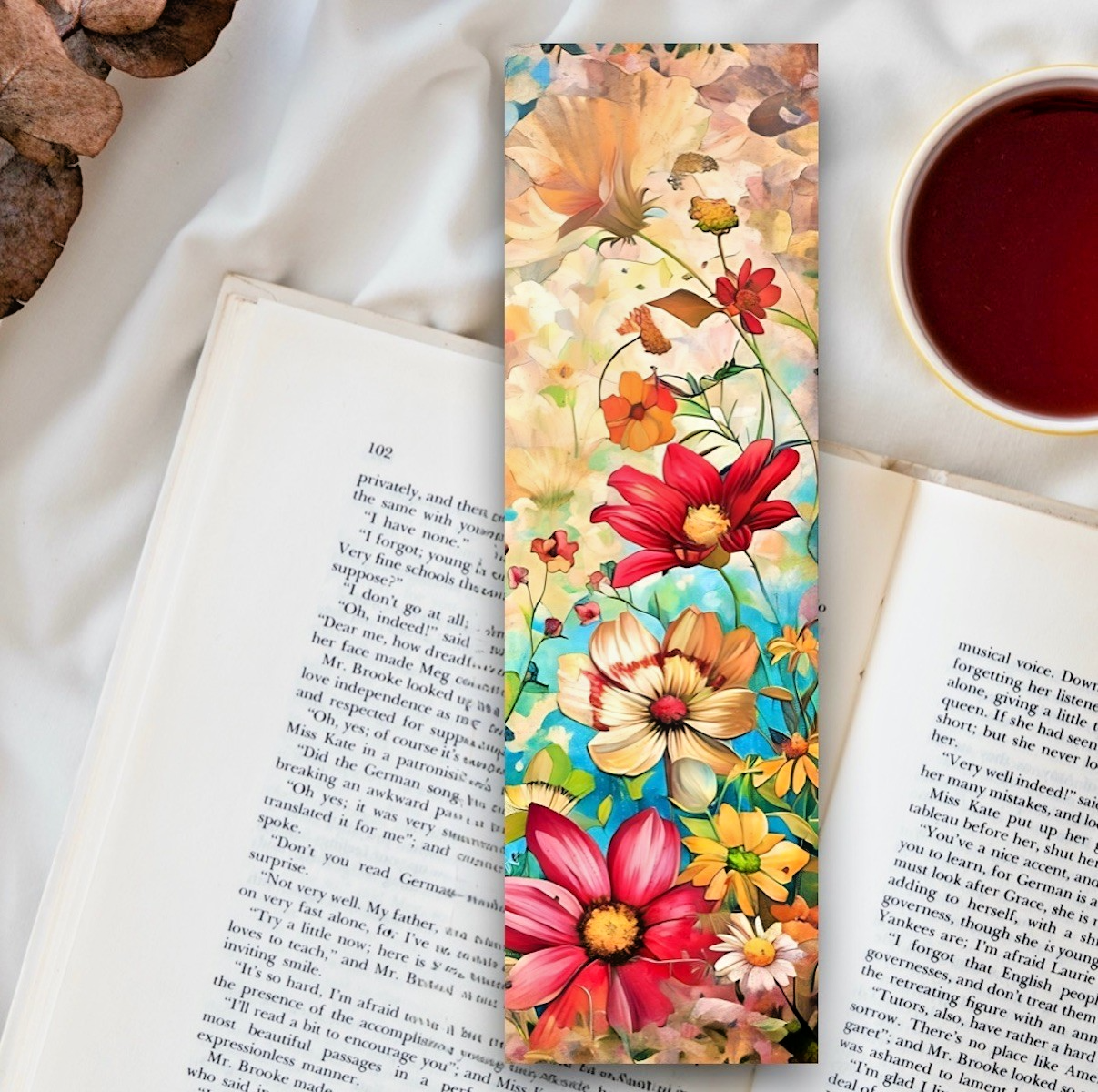 Flower Blooms Bookmark - Handmade Laminated Nature Themed Book Reader ...