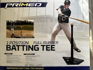 PRIMED 1 Position Full Rubber Batting Tee Adjustable Portable Black Softball
