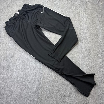 Nike DRI-FIT Academy Soccer Pants Men M Black White 29'' Tapered Ankle Zip