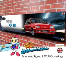 Striscione Ford Fiesta Mk3 XR2i (rosso) per garage, officina, showroom