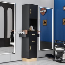 Salon Station Barber Beauty Spa Storage Cabinet Equipment for Hair Styling Black