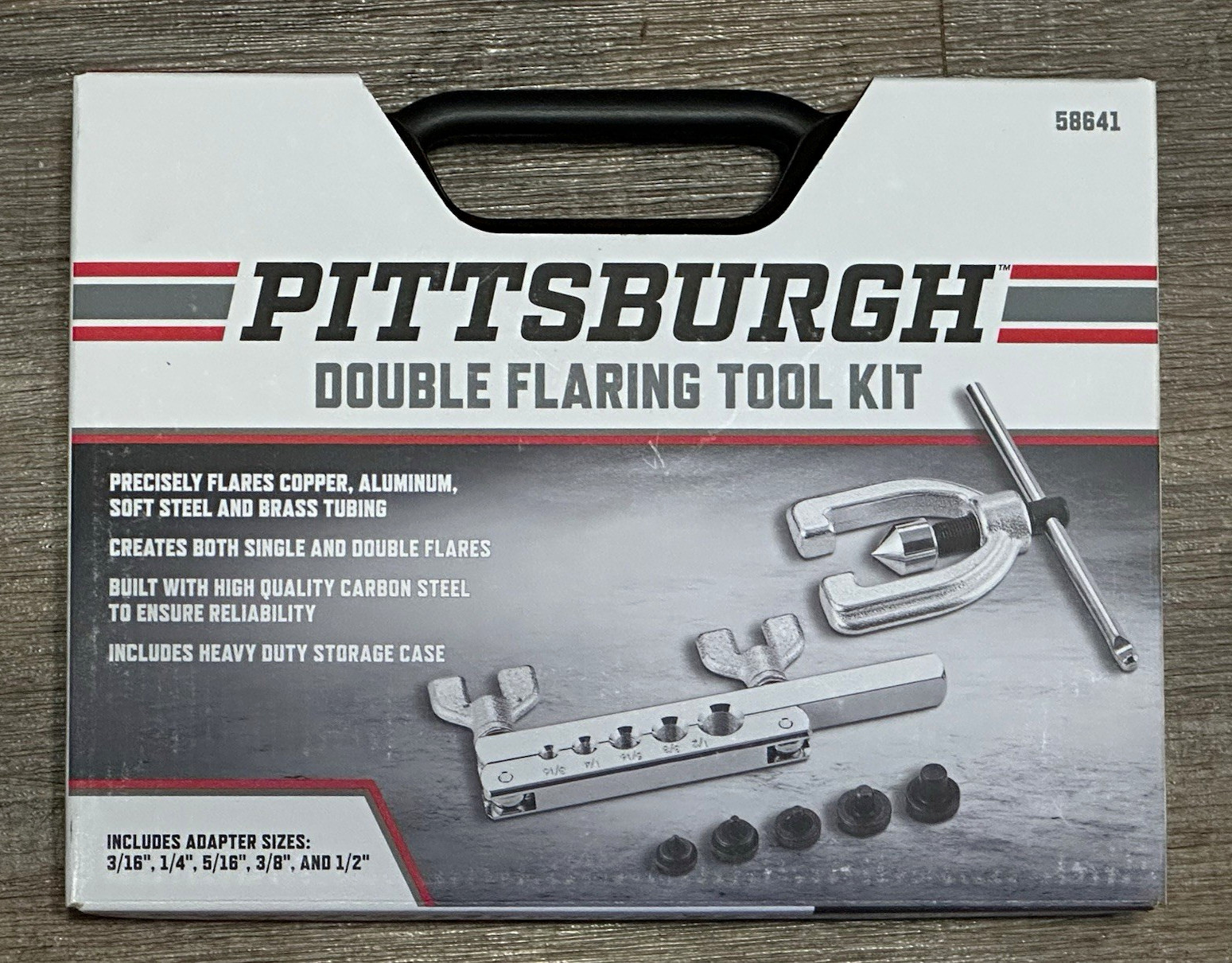 Pittsburgh 58641 Double Flaring Tool Kit 3/16-1/2 in, 45° Flare Angle