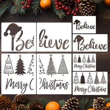 Merry Christmas Stencils for Crafts Reusable Door...