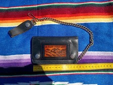 Vintage Leather Biker Wallet with Chain USA Made Go Fast Turn Left Black Snaps