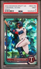 2022 Bowman Draft Sapphire Luisangel Acuna Chrome Aqua /20 Rangers PSA 9