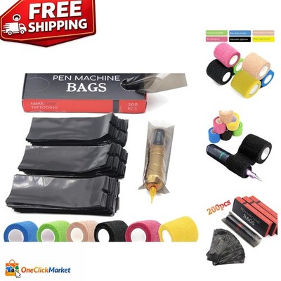 Professional Tattoo Kit: 200 Covers & 6 Multi-Color Grip Tapes for Every Artist