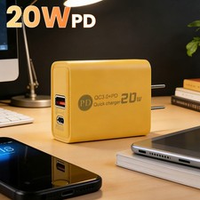 20W Dual Port USB C Charger Plug Fast Charging Block USB A Brick for iPhone iPad