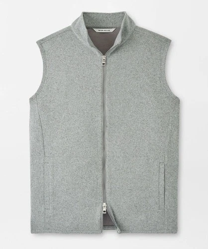 Peter Millar Crown Sweater Fleece Vest Full Zip Gale Grey MS25K61 Mens Size XL  - product listing photo