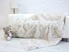 LUXURY TOSCANA FUR THROW PATCHWORK FUR OFF WHITE SHEEPSKIN LARGE SOFA THROW 655