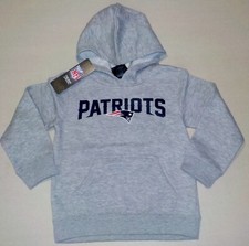 NEW ENGLAND PATRIOTS NFL APPAREL HOODED SWEATSHIRT HOODIE BOYS S M L GRAY