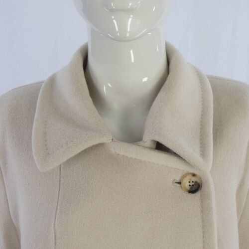 Coat Angora Virgin Wool Ivory Longline Double Breasted Collared Belted Size 12 - Picture 3 of 18