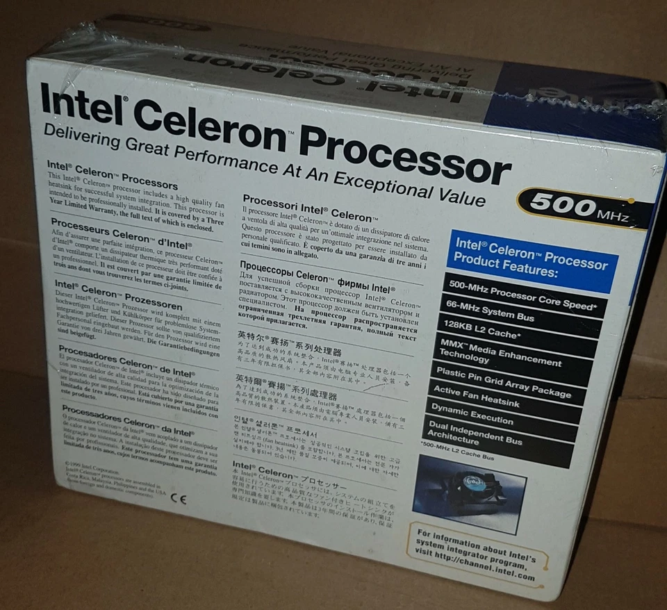 INTEL CELERON 500Mhz BX80524P500128SL3LQ CPU w/Heatsink Fan Soc370/MMX, Retail - Image 2 of 4