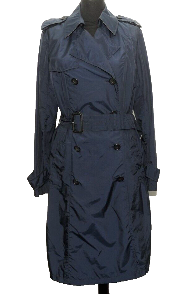 BEAUTIFUL AQUASCUTUM LONDON WOMENS NAVY BLUE TRAVELER'S LIGHT TRENCH RAIN COAT S