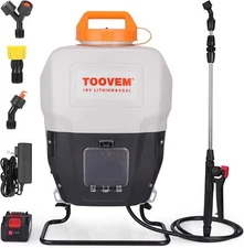 Toovem Powered Backpack Sprayer 4 Gallon w/ 18V Strong Battery - 4 Spray Nozzles