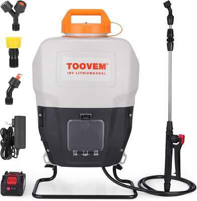 #ad #ad Toovem Powered Backpack Sprayer 4 Gallon w 18V Strong Battery 4 Spray Nozzles $107.09