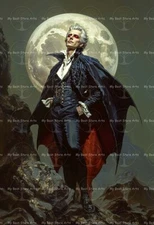ELEGANT DRACULA VAMPIRE ART PRINT, Bat Gothic Poster, Decor Horror Dracula D819
