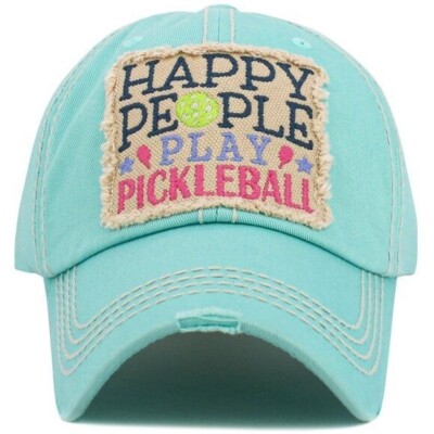 KBETHOS Turquoise ''Happy People Play Pickleball'' Baseball Cap Hat NWT
