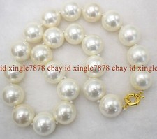 Huge 16mm White South Sea Shell Pearl Round Beads Necklace 17/20/24"