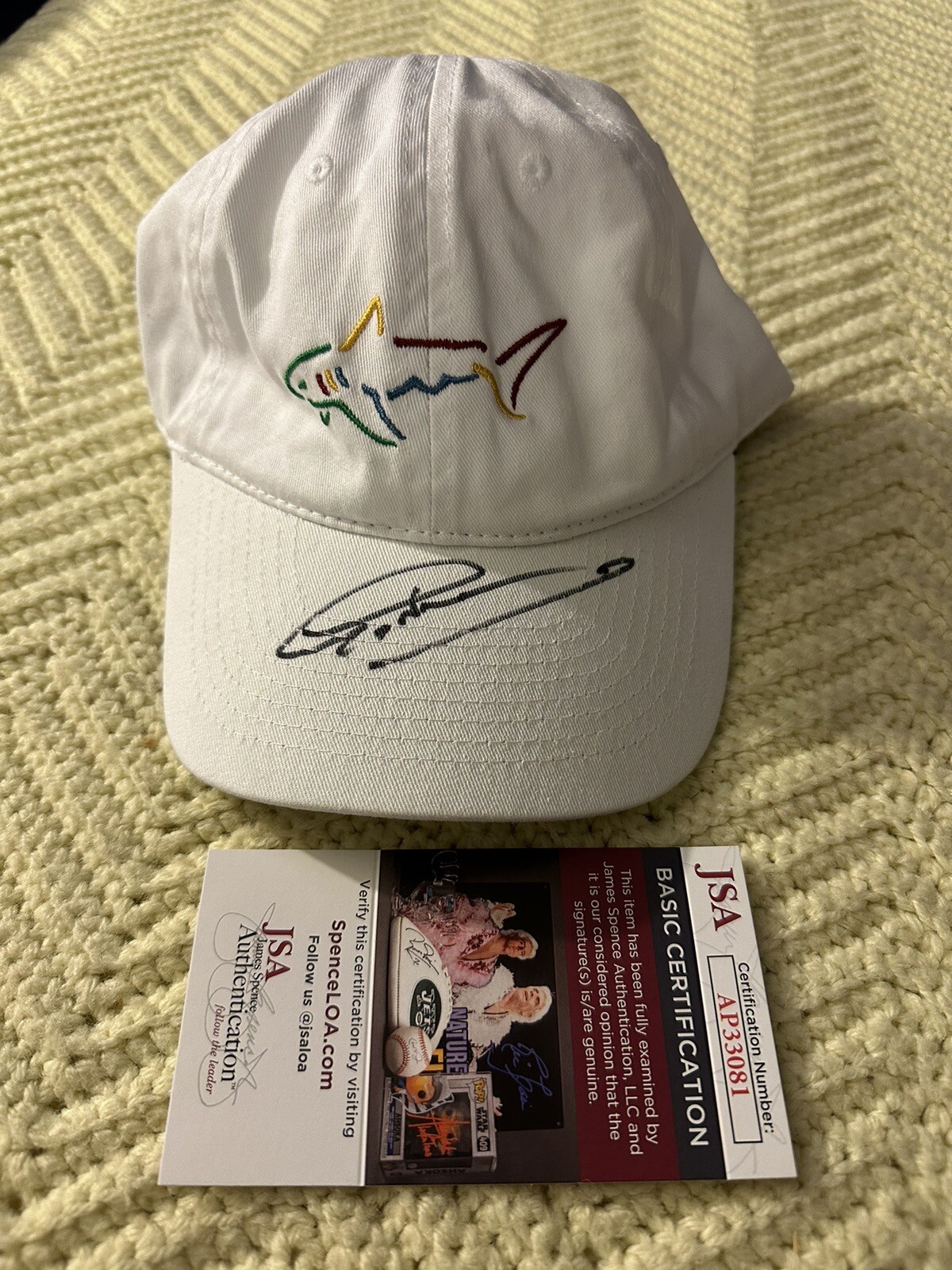 Greg Norman Autographed Signed Shark Hat Pga Tour JSA Authentication COA 