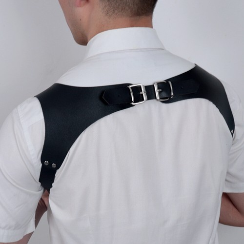 Faux Leather Suspenders Braces Shoulder Strap Belt Adjustable Harness for Men - Bild 9 von 26